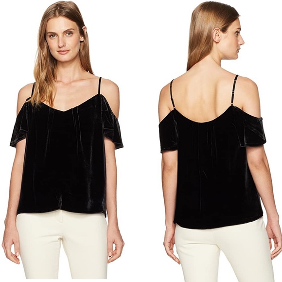 Joie Tops - Joie Adorlee Black Velvet Cold Shoulder Top